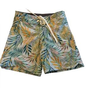 Art Class Tropical Leaf Kids Swim Trunks